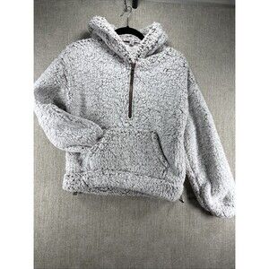 Women’s Sherpa Quarter Zip Hooded Cropped Jacket Size XS